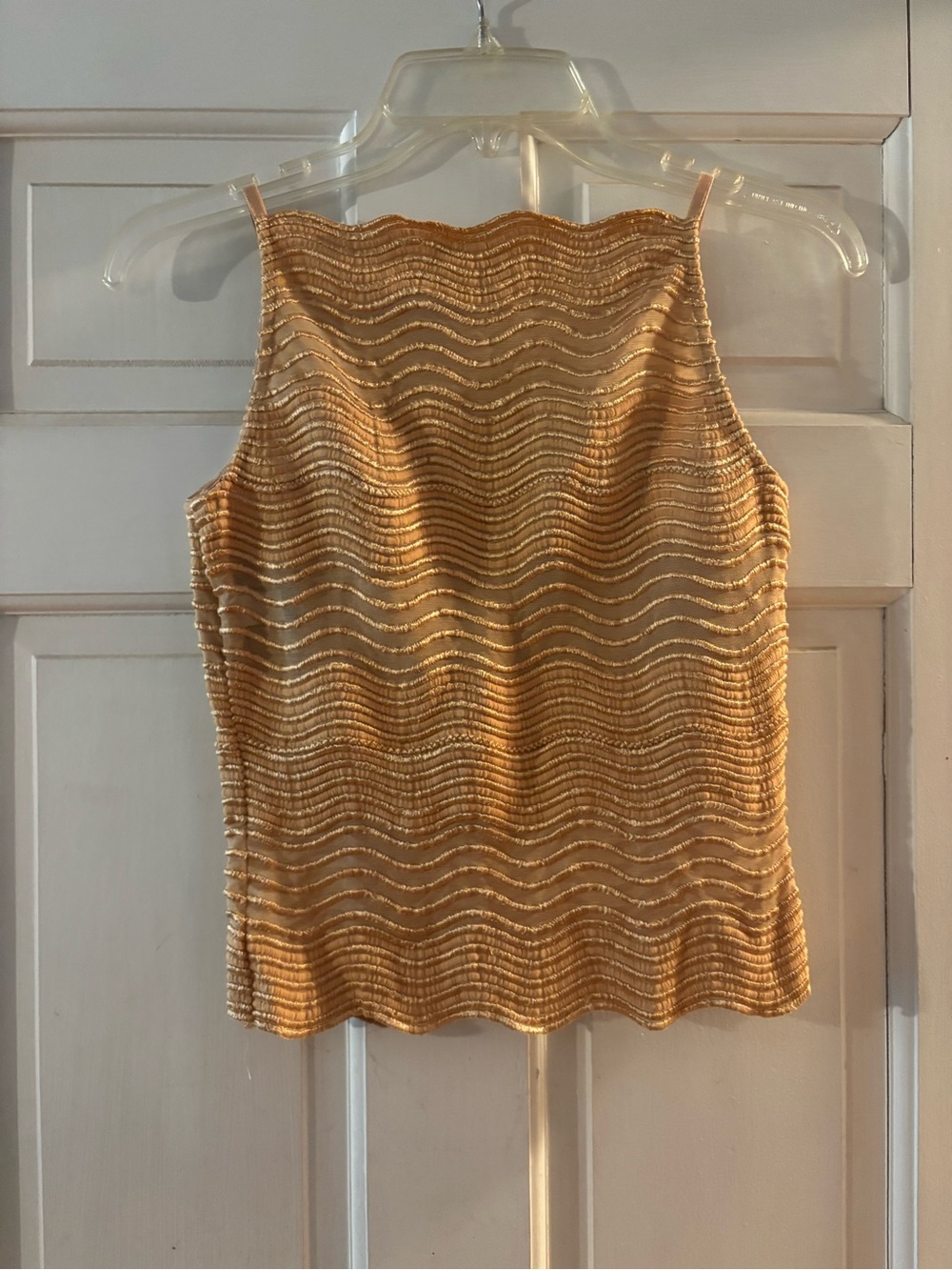 Moda International gold lace top